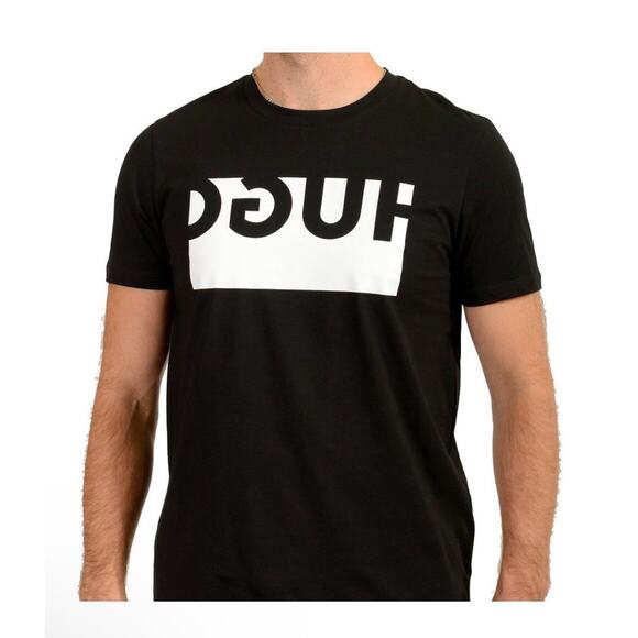Hugo Boss Men's "Doguh" Black Logo Print Short Sleeve T-Shirt US L - Picture 1 of 9